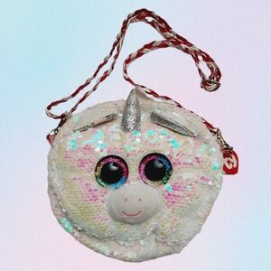 🍒 TY FASHION Fantasia The Unicorn Beanie Boos Sequin Kids Bag Purse Handbag